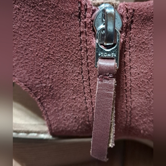 TOMS Majorca Block Heel Peep Toe Sandals Women’s 10 Oxblood Leather - Picture 10 of 15